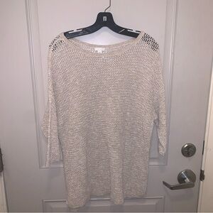 J. Jill Women’s Beige Open Knit Linen Sweater Size XL